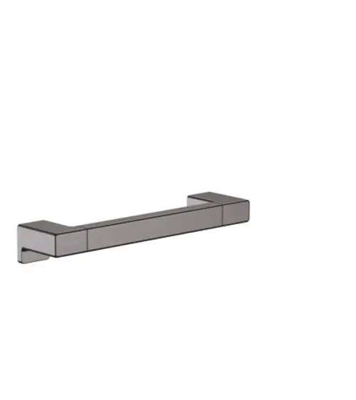 Haltestange in Brushed Black Chrome, rechteckige Form, von Hansgrohe. Geeignet für Badezimmeranwendungen, montiert an der Wand.